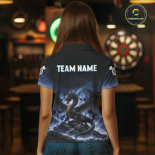 Load image into Gallery viewer, Lightning Dragon Darts Shirt With Pocket Option For Women, Dart Jersey |Blue TDM6029