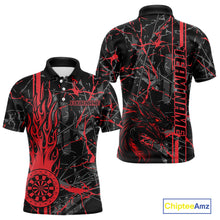 Load image into Gallery viewer, Red Grunge Dart Jerseys For Men, Fire Flame Dart Board Custom Name Dragon Darts League Shirts TDM3857