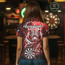 Load image into Gallery viewer, Personalized Thunder Lightning Tiger Dart Shirts For Women Custom 3D Dart League Team Jersey|Red TDM3861