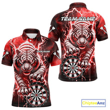 Load image into Gallery viewer, Personalized Thunder Lightning Tiger Dart Shirts For Men Custom 3D Dart League Team Jersey|Red TDM3861