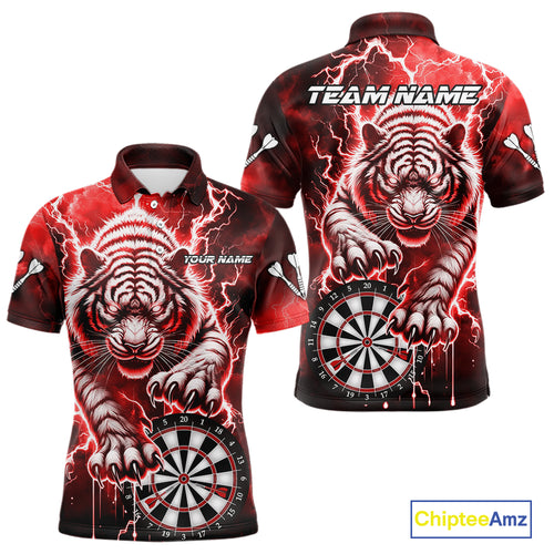 Personalized Thunder Lightning Tiger Dart Shirts For Men Custom 3D Dart League Team Jersey|Red TDM3861