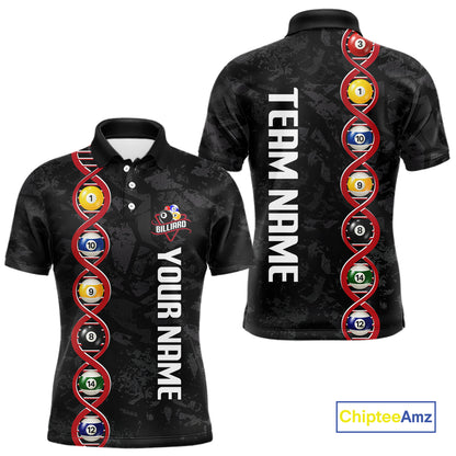 DNA Billiard Shirts For Men Custom Funny Pool Balls Billiard Jerseys Team Polo & Quarter Zip TDM3862