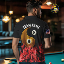 Load image into Gallery viewer, Red Flaming Ying And Yang 8 Ball &amp; 9 Ball Billiard Shirts For Men Custom Pool Billiard Jerseys TDM3864