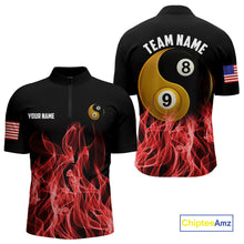 Load image into Gallery viewer, Red Flaming Ying And Yang 8 Ball &amp; 9 Ball Billiard Shirts For Men Custom Pool Billiard Jerseys TDM3864
