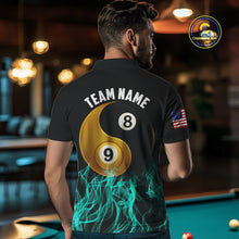 Load image into Gallery viewer, Turquoise Flaming Ying And Yang 8 Ball &amp; 9 Ball Billiard Shirt For Men Custom Pool Billiard Jersey TDM3865
