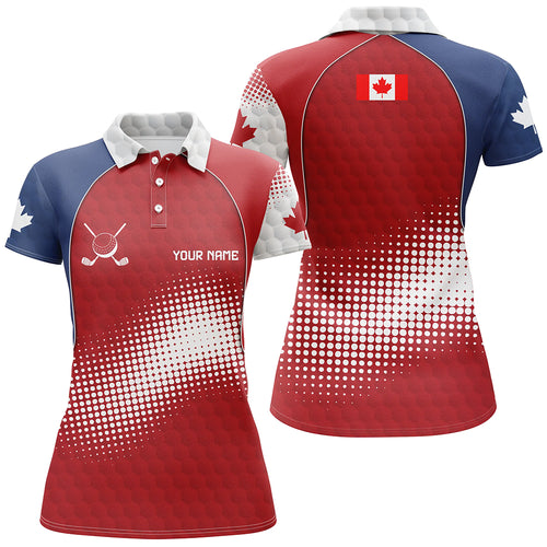 Personalized Canada Womens Golf Polo Shirts Custom Canadian Patriotic Golf Shirts Gift For Ladies TDM1977