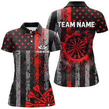 Load image into Gallery viewer, Custom Red Grunge US Flag Patriotic Darts Shirt For Women, Retro Darts Board Darts Team Jerseys TDM2183