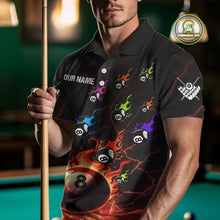 Load image into Gallery viewer, Personalized Funny Colorful Fire Flame 8 Ball Billiard Shirt For Men Custom Pool Team Jersey |Red TDM4966