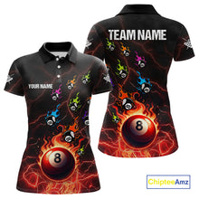 Load image into Gallery viewer, Personalized Funny Colorful Fire Flame 8 Ball Billiard Shirt For Women Custom Pool Team Jersey |Red TDM4966