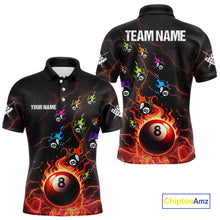 Load image into Gallery viewer, Personalized Funny Colorful Fire Flame 8 Ball Billiard Shirt For Men Custom Pool Team Jersey |Red TDM4966