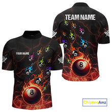 Load image into Gallery viewer, Personalized Funny Colorful Fire Flame 8 Ball Billiard Shirt For Men Custom Pool Team Jersey |Red TDM4966