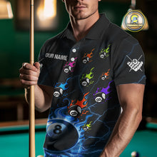 Load image into Gallery viewer, Personalized Funny Colorful Fire Flame 8 Ball Billiard Shirt For Men Custom Pool Team Jersey |Blue TDM4967