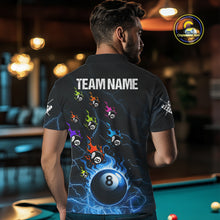 Load image into Gallery viewer, Personalized Funny Colorful Fire Flame 8 Ball Billiard Shirt For Men Custom Pool Team Jersey |Blue TDM4967