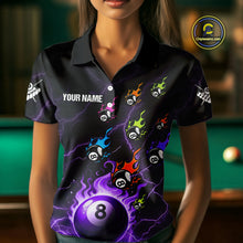 Load image into Gallery viewer, Personalized Funny Colorful Flame 8 Ball Billiard Shirt For Women Custom Pool Team Jersey |Purple TDM4968