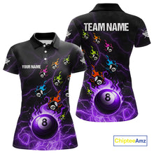 Load image into Gallery viewer, Personalized Funny Colorful Flame 8 Ball Billiard Shirt For Women Custom Pool Team Jersey |Purple TDM4968