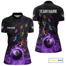 Load image into Gallery viewer, Personalized Funny Colorful Flame 8 Ball Billiard Shirt For Women Custom Pool Team Jersey |Purple TDM4968