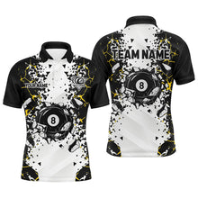 Load image into Gallery viewer, Funny 8 Ball Pool Crack Pattern Custom Men Billiard Polo &amp; 1/4 Zip Shirts, 8 Ball Billiard Jerseys TDM2947