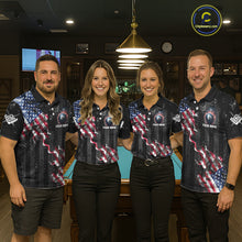 Load image into Gallery viewer, Custom US Flag Smoke 8 Ball Pool Billiard Shirt For Men, 3D Patriotic Billiard Team Jersey TDM5692
