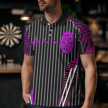 Load image into Gallery viewer, Neon Pink Dartboard Pulse Heartbeat Custom Men Dart Shirts, Funny Wings Cool Dart Team Jerseys TDM3525
