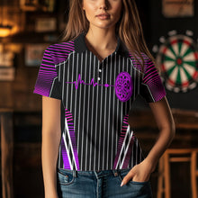 Load image into Gallery viewer, Neon Pink Dartboard Pulse Heartbeat Custom Women Dart Shirts, Funny Wings Cool Dart Team Jerseys TDM3525