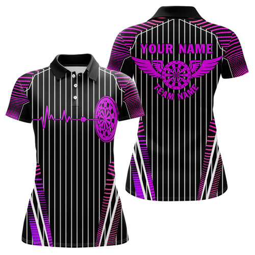 Neon Pink Dartboard Pulse Heartbeat Custom Women Dart Shirts, Funny Wings Cool Dart Team Jerseys TDM3525