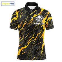 Load image into Gallery viewer, Black Yellow Skull Lightning Splash Darts Shirt For Men Custom Darts Jersey Team Polo &amp; 1/4 Zip TDM5893