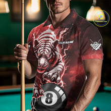 Load image into Gallery viewer, Red 8 Ball Thunder Lightning Tiger Billiard Shirt For Men Custom Pool Team Jersey Polo, 1/4 Zip TDM6037