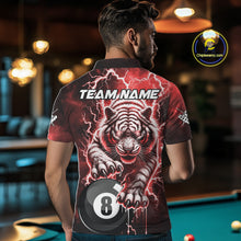Load image into Gallery viewer, Red 8 Ball Thunder Lightning Tiger Billiard Shirt For Men Custom Pool Team Jersey Polo, 1/4 Zip TDM6037