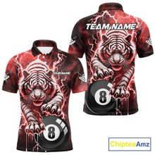 Load image into Gallery viewer, Red 8 Ball Thunder Lightning Tiger Billiard Shirt For Men Custom Pool Team Jersey Polo, 1/4 Zip TDM6037