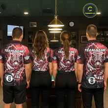 Load image into Gallery viewer, Red 8 Ball Thunder Lightning Tiger Billiard Shirt For Men Custom Pool Team Jersey Polo, 1/4 Zip TDM6037