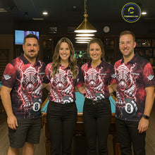 Load image into Gallery viewer, Red 8 Ball Thunder Lightning Tiger Billiard Shirt For Men Custom Pool Team Jersey Polo, 1/4 Zip TDM6037
