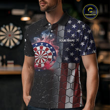Load image into Gallery viewer, American Flag Smoke Dartboard Hexagon Grunge Dart Shirts For Men Custom Team Patriotic Dart Jersey TDM3868