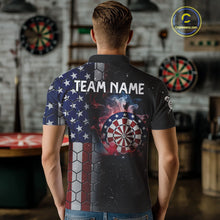 Load image into Gallery viewer, American Flag Smoke Dartboard Hexagon Grunge Dart Shirts For Men Custom Team Patriotic Dart Jersey TDM3868