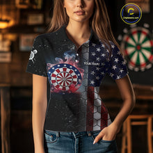 Load image into Gallery viewer, American Flag Smoke Dartboard Hexagon Grunge Dart Shirts For Women Custom Team Patriotic Dart Jersey TDM3868