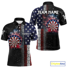 Load image into Gallery viewer, American Flag Smoke Dartboard Hexagon Grunge Dart Shirts For Men Custom Team Patriotic Dart Jersey TDM3868