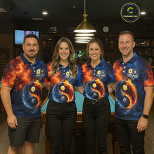 Load image into Gallery viewer, Personalized Water And Fire 8 Ball &amp; 9 Ball Billiard Shirt For Men, Pool Team Jersey Polo &amp; 1/4 Zip TDM6297