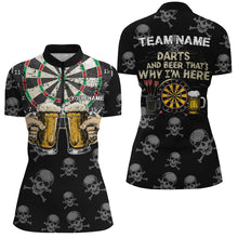 Load image into Gallery viewer, Darts And Beer That&#39;s Why I&#39;m Here Custom Skull Darts Shirts For Women Best Drinking Darts Jerseys TDM1981