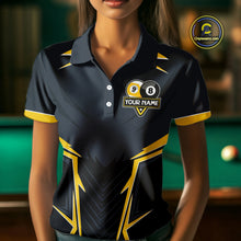Load image into Gallery viewer, Billiard Jersey For Women Custom Polo &amp; 1/4 Zip Billiard Team Shirt, 8 &amp; 9 Ball Pool Shirt|Yellow TDM4330