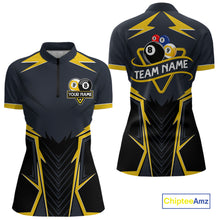 Load image into Gallery viewer, Billiard Jersey For Women Custom Polo &amp; 1/4 Zip Billiard Team Shirt, 8 &amp; 9 Ball Pool Shirt|Yellow TDM4330