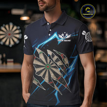 Load image into Gallery viewer, Personalized Thunder Lightning Dark Navy Darts Shirt For Men Custom Funny Darts Team Jerseys TDM4336