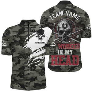 Billiard Skull It Worked In My Head Custom Camo Men Billiard Shirts, Funny Saying Shirt Billiard Jerseys TDM2705