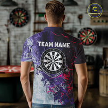 Load image into Gallery viewer, Purple Grunge Darts Shirt With Pocket Option For Men Custom Darts Jersey TDM4977