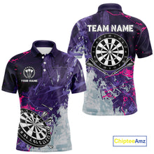 Load image into Gallery viewer, Purple Grunge Darts Shirt With Pocket Option For Men Custom Darts Jersey TDM4977