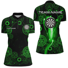 Load image into Gallery viewer, Green Darts Gearwheel Pattern Custom Dart Shirts For Women, Dart Jerseys Darts League Team Uniform TDM3187