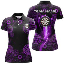 Load image into Gallery viewer, Purple Darts Gearwheel Pattern Custom Dart Shirts For Women, Dart Jerseys Darts League Team Uniform TDM3189
