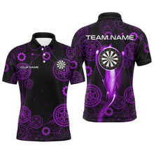 Load image into Gallery viewer, Purple Darts Gearwheel Pattern Custom Dart Shirts For Men, Dart Jerseys Darts League Team Uniform TDM3189