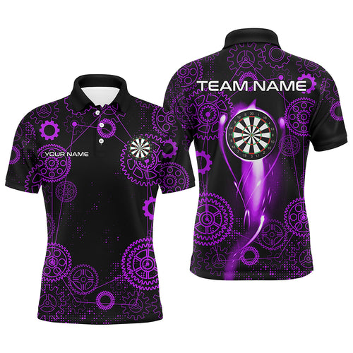 Purple Darts Gearwheel Pattern Custom Dart Shirts For Men, Dart Jerseys Darts League Team Uniform TDM3189