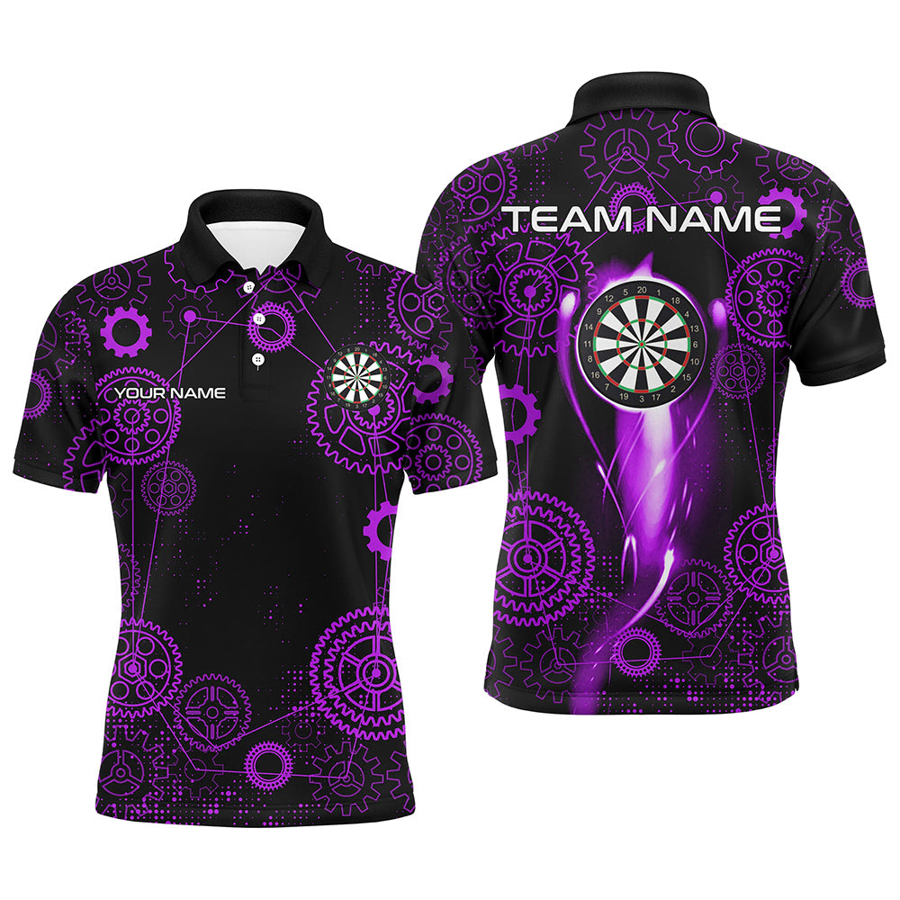Purple Darts Gearwheel Pattern Custom Dart Shirts For Men, Dart Jerseys Darts League Team Uniform TDM3189