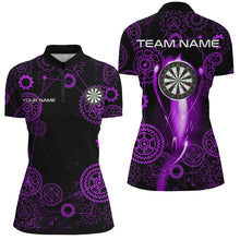 Load image into Gallery viewer, Purple Darts Gearwheel Pattern Custom Dart Shirts For Women, Dart Jerseys Darts League Team Uniform TDM3189