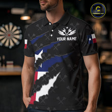 Load image into Gallery viewer, Personalized Texas Flag Darts Pattern Polo &amp; 1/4 Zip For Men Custom Texas Darts Team Jerseys TDM5418